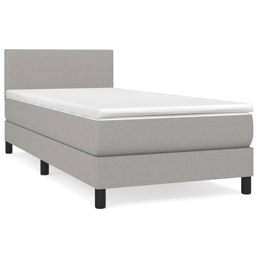 Boxspring Met Matras Stof Lichtgrijs 90 x 190 cm Effen ontwerp