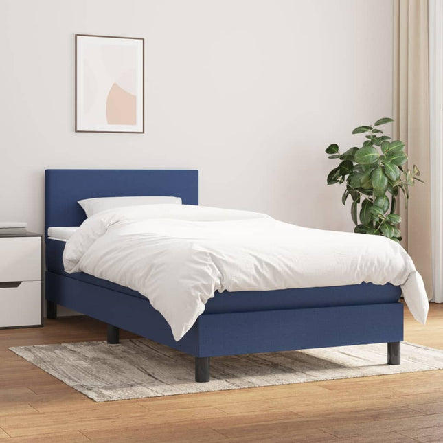 Boxspring Met Matras Stof Blauw 90 x 190 cm Effen ontwerp