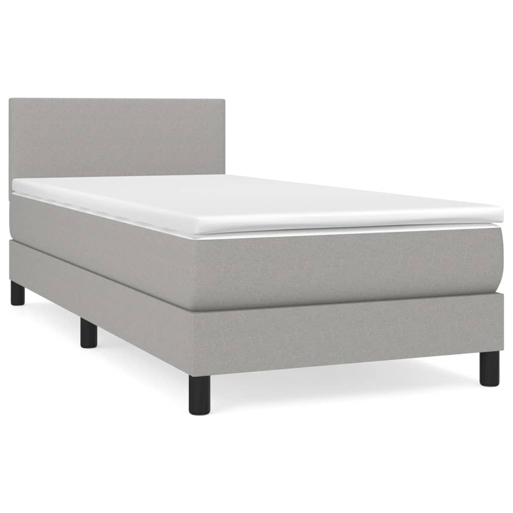 Boxspring Met Matras Stof Lichtgrijs 90 x 200 cm Effen ontwerp