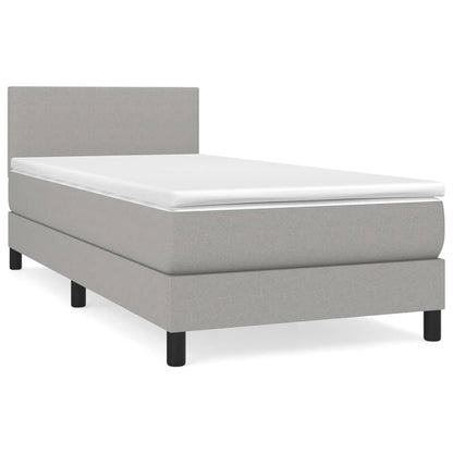 Boxspring Met Matras Stof Lichtgrijs 90 x 200 cm Effen ontwerp