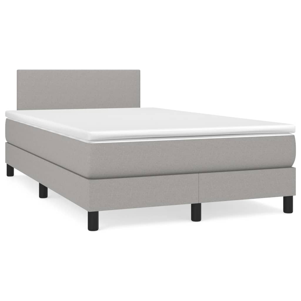 Boxspring Met Matras Stof Lichtgrijs 120 x 200 cm Effen ontwerp