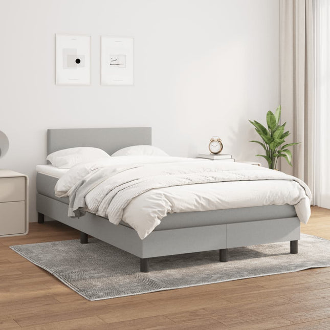 Boxspring Met Matras Stof Lichtgrijs 120 x 200 cm Effen ontwerp