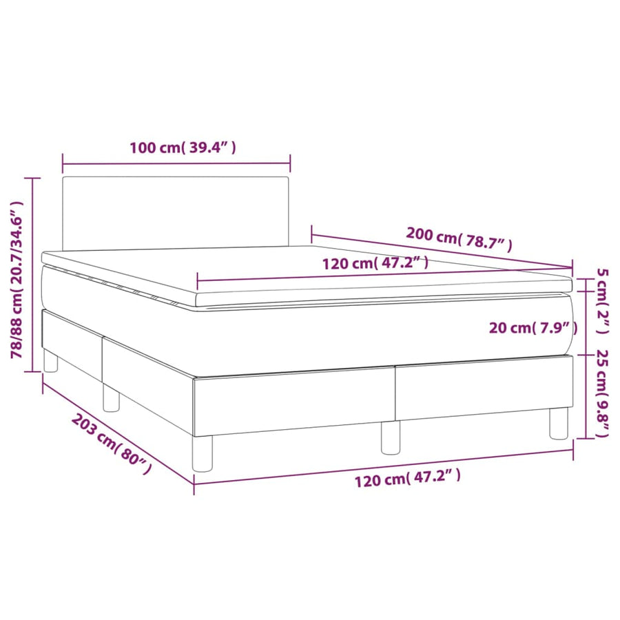 Boxspring Met Matras Stof Zwart 120 x 200 cm Effen ontwerp
