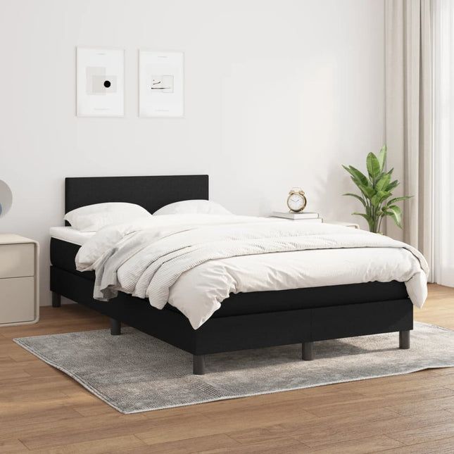 Boxspring Met Matras Stof Zwart 120 x 200 cm Effen ontwerp