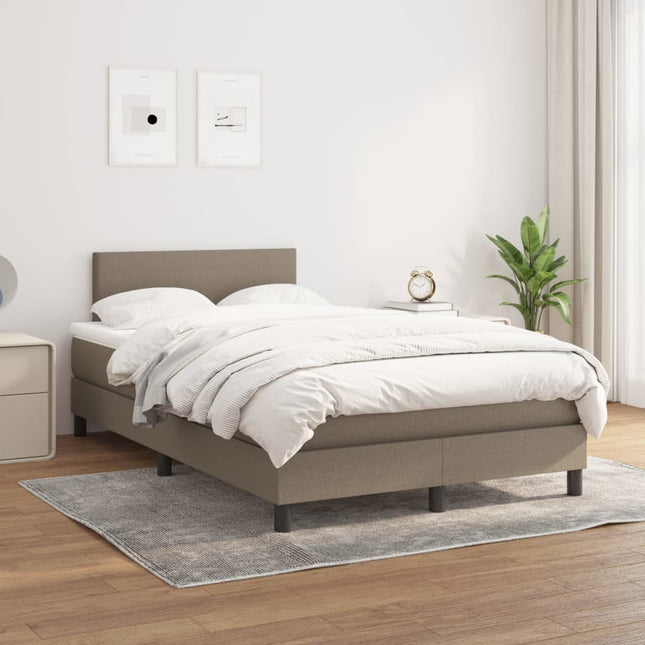 Boxspring met matras stof taupe 120x200 cm 120 x 200 cm Effen ontwerp