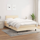 Boxspring met matras stof crèmekleurig 120x200 cm 120 x 200 cm Effen ontwerp