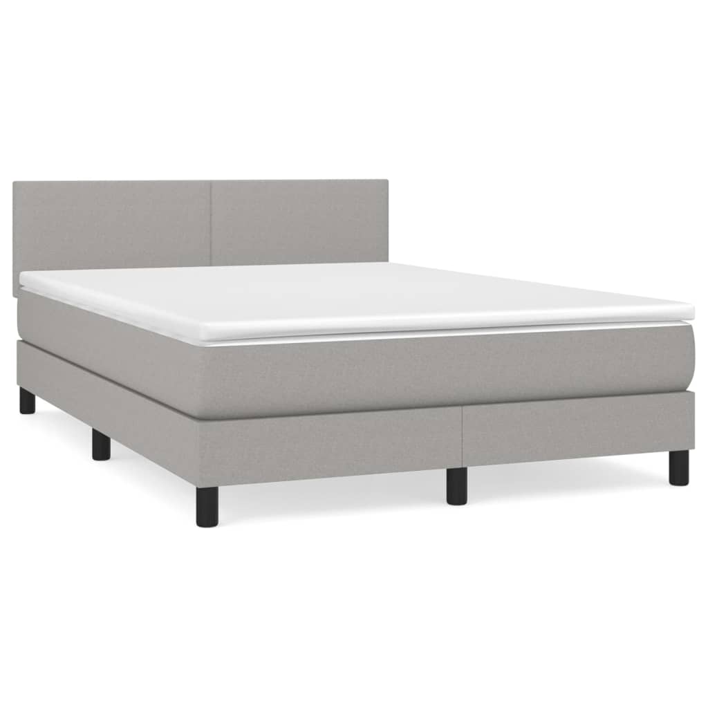 Boxspring Met Matras Stof Lichtgrijs 140 x 190 cm Effen ontwerp