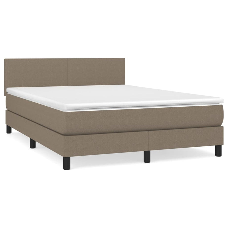 Boxspring met matras stof taupe 140x190 cm 140 x 190 cm Effen ontwerp