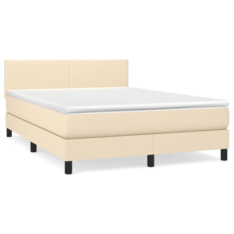 Boxspring met matras stof crèmekleurig 140x190 cm 140 x 190 cm Crème