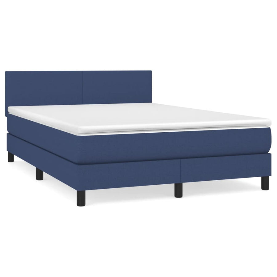 Boxspring Met Matras Stof Blauw 140 x 200 cm Effen ontwerp