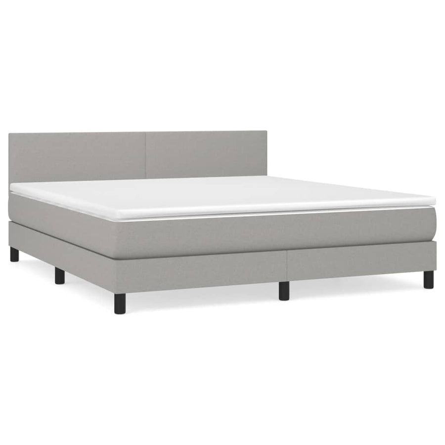 Boxspring Met Matras Stof Lichtgrijs 160 x 200 cm Effen ontwerp