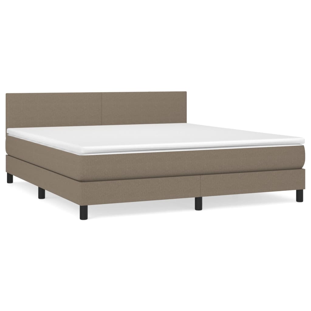 Boxspring met matras stof taupe 160x200 cm 160 x 200 cm Effen ontwerp