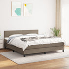 Boxspring met matras stof taupe 160x200 cm 160 x 200 cm Effen ontwerp