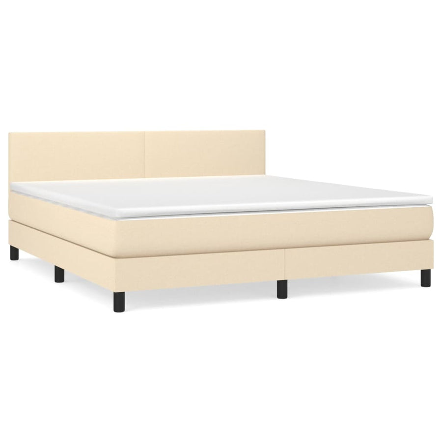 Boxspring Met Matras Stof Kleurig Crème 160 x 200 cm Effen ontwerp