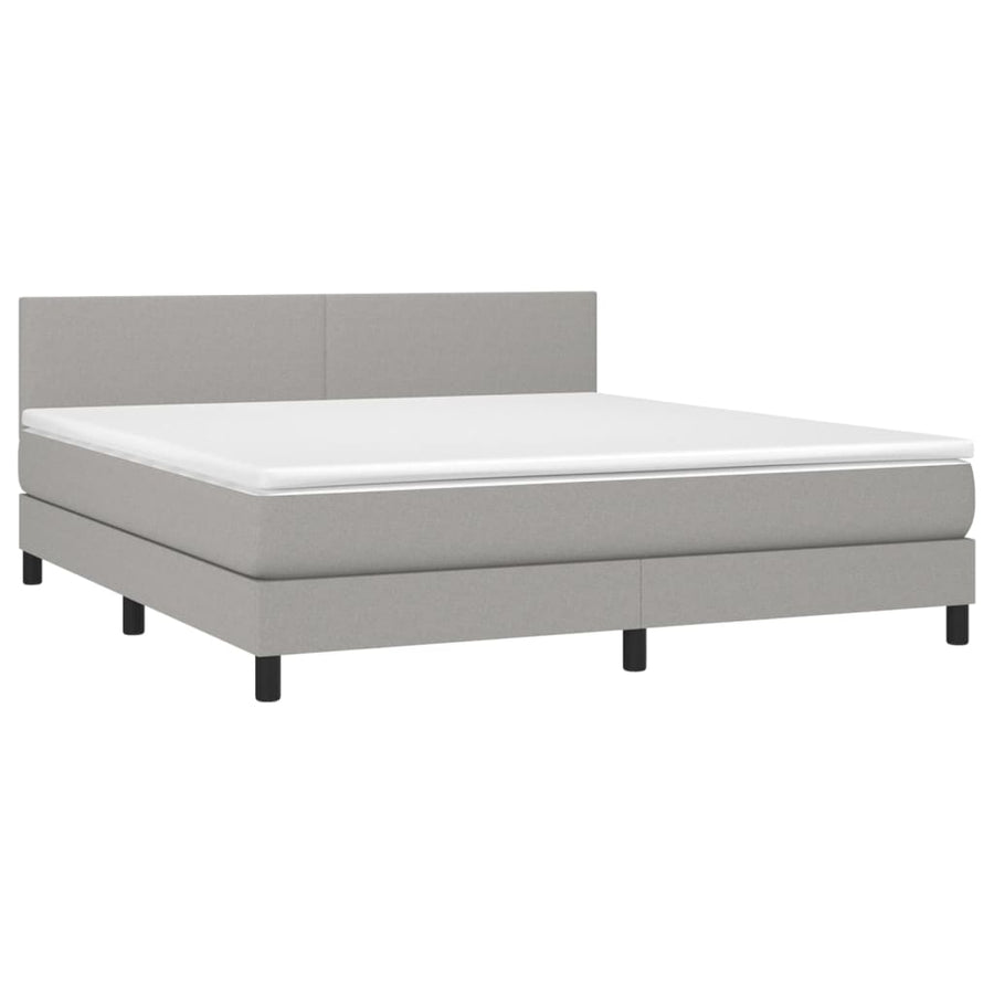 Boxspring Met Matras Stof Lichtgrijs 180 x 200 cm Effen ontwerp