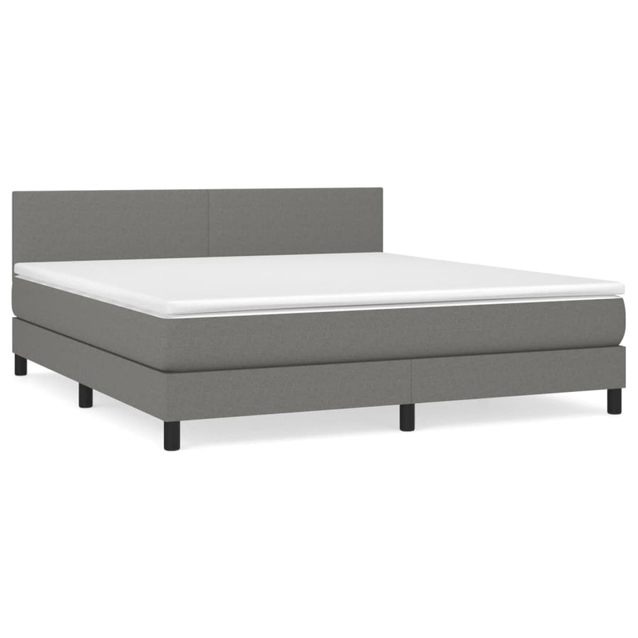 Boxspring Met Matras Stof Donkergrijs 180 x 200 cm Effen ontwerp