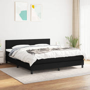 Box spring with mattress, black fabric, 180x200 cm