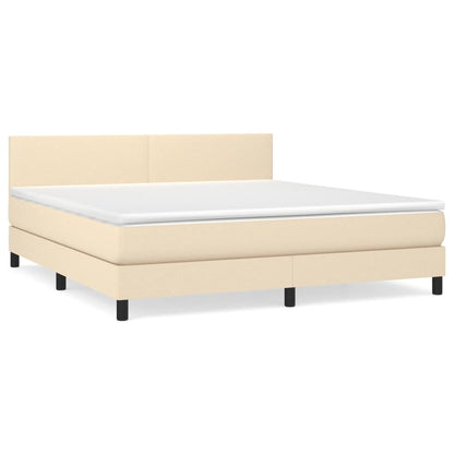 Boxspring Met Matras Stof Crèmekleurig 180X200 Cm 180 x 200 cm Effen ontwerp