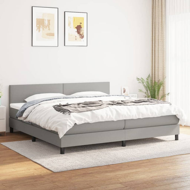 Boxspring Met Matras Stof Lichtgrijs 200 x 200 cm Effen ontwerp