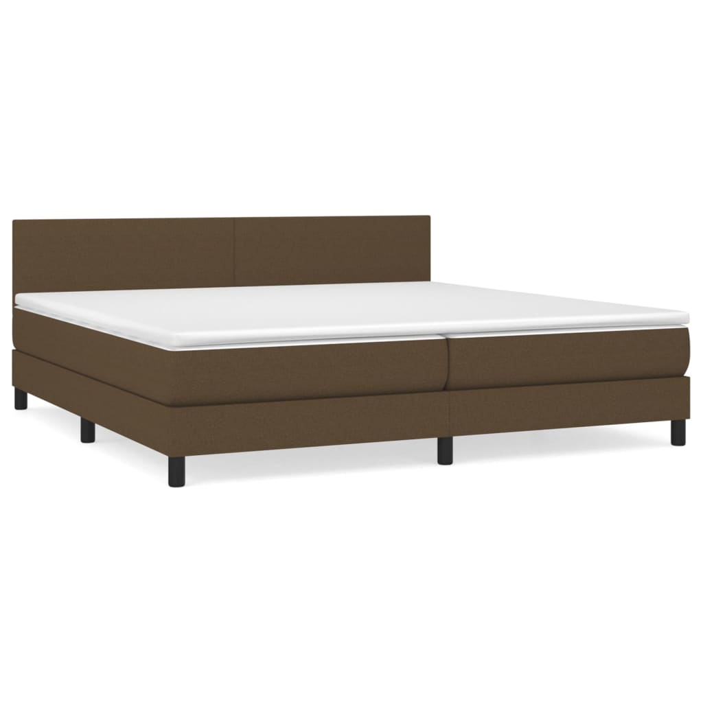 Boxspring Met Matras Stof Donkerbruin 200 x 200 cm Effen ontwerp