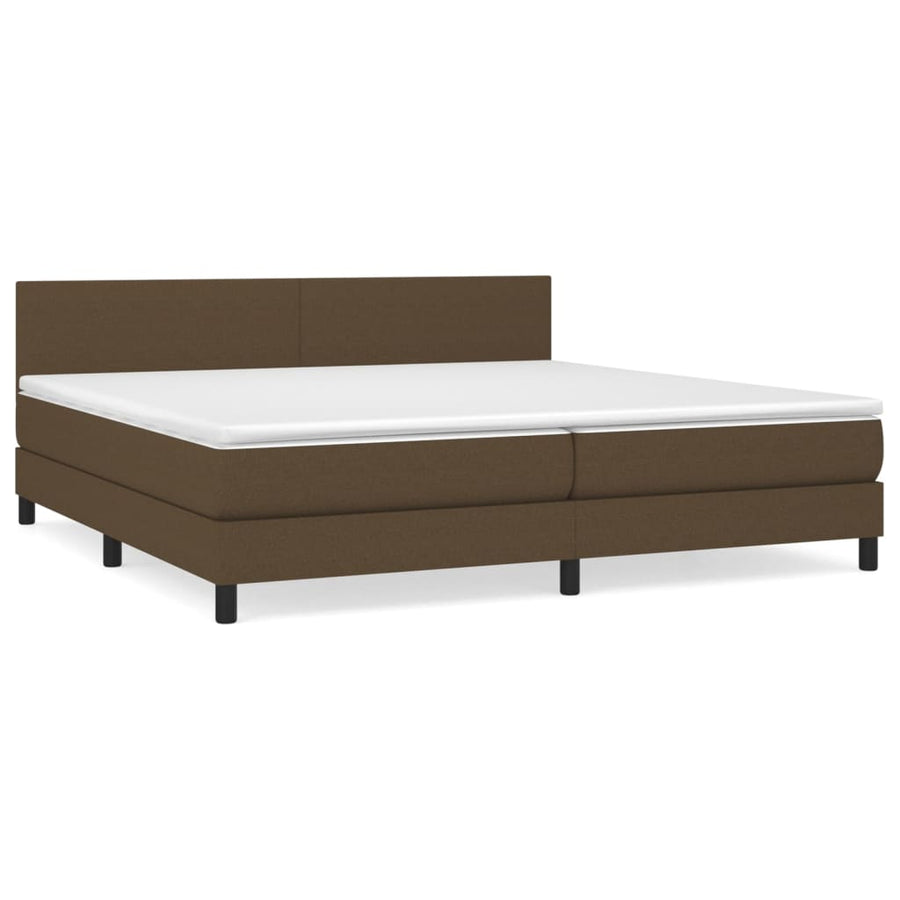 Boxspring Met Matras Stof Donkerbruin 200 x 200 cm Effen ontwerp
