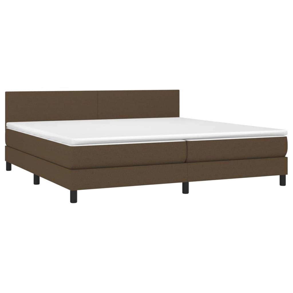 Boxspring Met Matras Stof Donkerbruin 200 x 200 cm Effen ontwerp