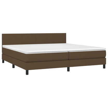 Boxspring Met Matras Stof Donkerbruin 200 x 200 cm Effen ontwerp