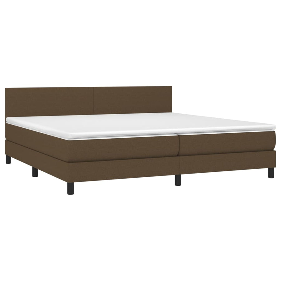 Boxspring Met Matras Stof Donkerbruin 200 x 200 cm Effen ontwerp