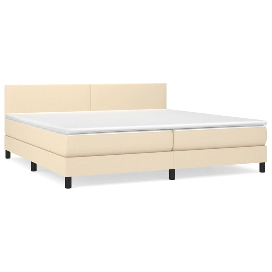 Boxspring met matras stof crèmekleurig 200x200 cm 200 x 200 cm Crème