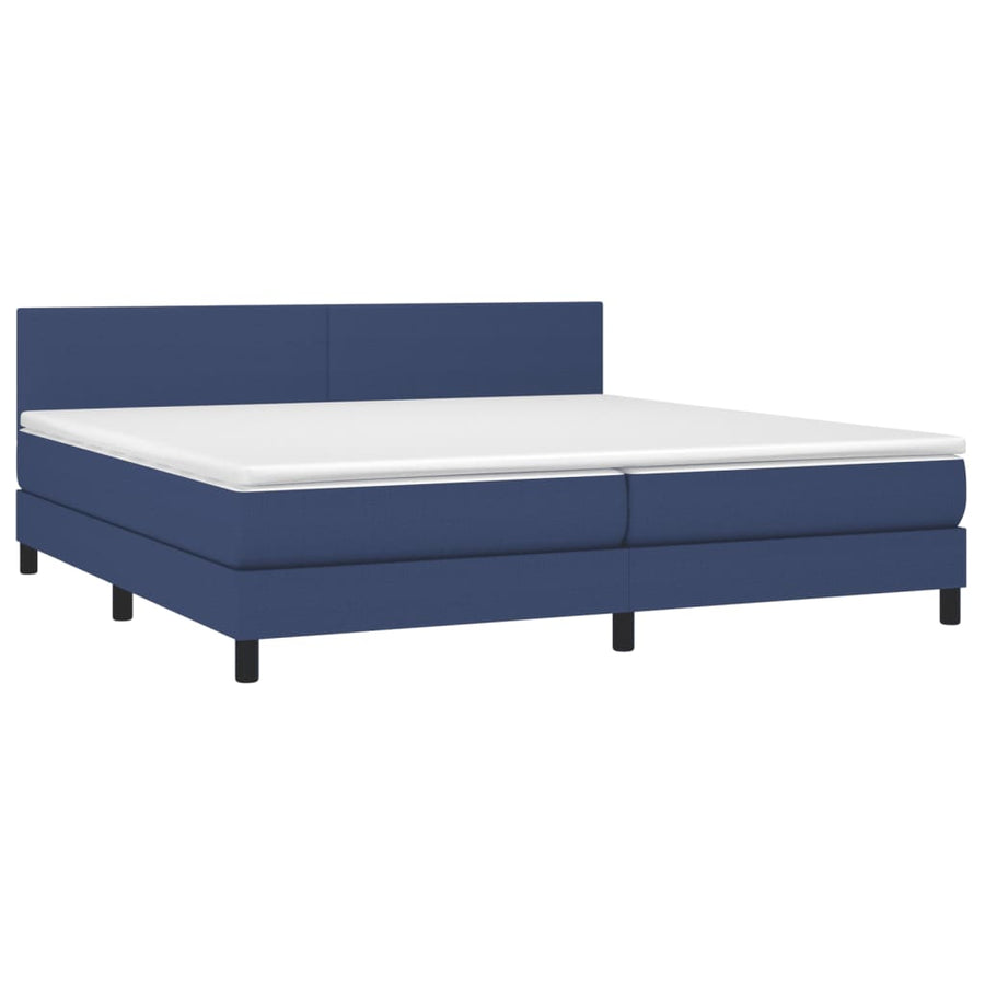 Boxspring Met Matras Stof Blauw 200 x 200 cm Effen ontwerp