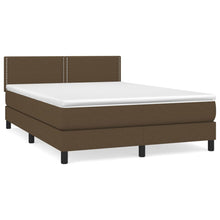 Boxspring Met Matras Stof Donkerbruin 140 x 190 cm Effen met spijkers