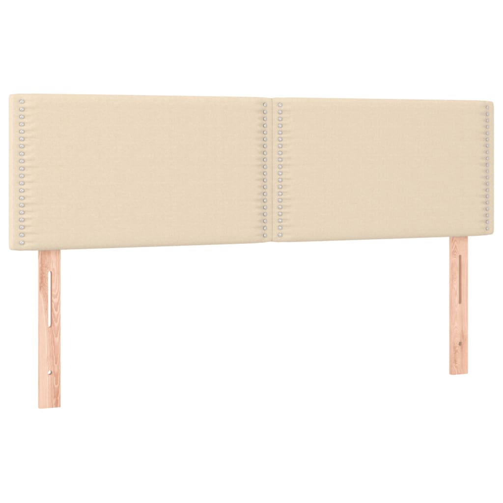 Boxspring met matras stof crèmekleurig 140x190 cm 140 x 190 cm Effen met spijkers