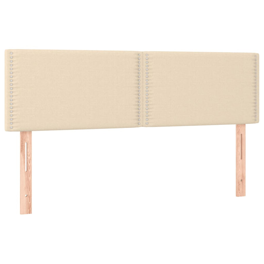 Boxspring met matras stof crèmekleurig 140x190 cm 140 x 190 cm Effen met spijkers