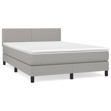 Boxspring Met Matras Stof Lichtgrijs 140 x 200 cm Effen met spijkers