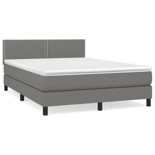 Boxspring Met Matras Stof Donkergrijs 140 x 200 cm Effen met spijkers