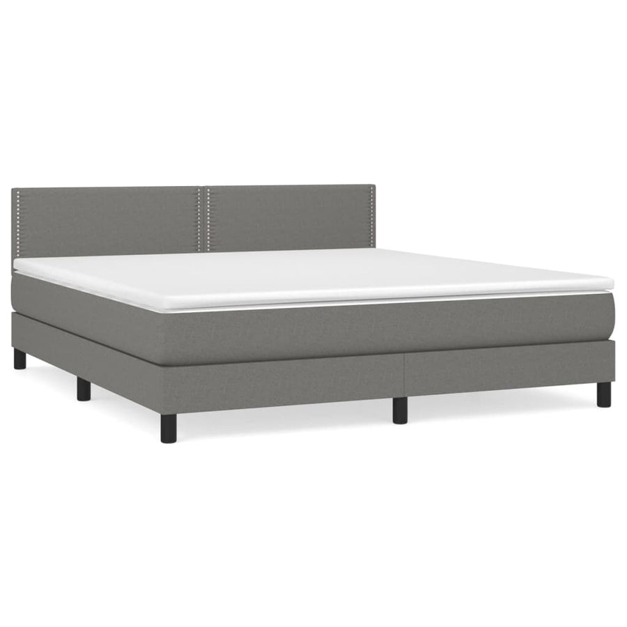Boxspring Met Matras Stof Donkergrijs 180 x 200 cm Effen met spijkers