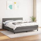 Boxspring Met Matras Stof Donkergrijs 180 x 200 cm Effen met spijkers