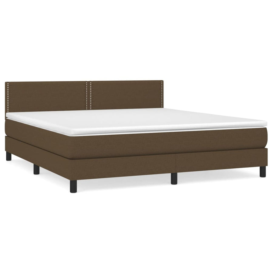 Boxspring Met Matras Stof 180 x 200 cm Donkerbruin