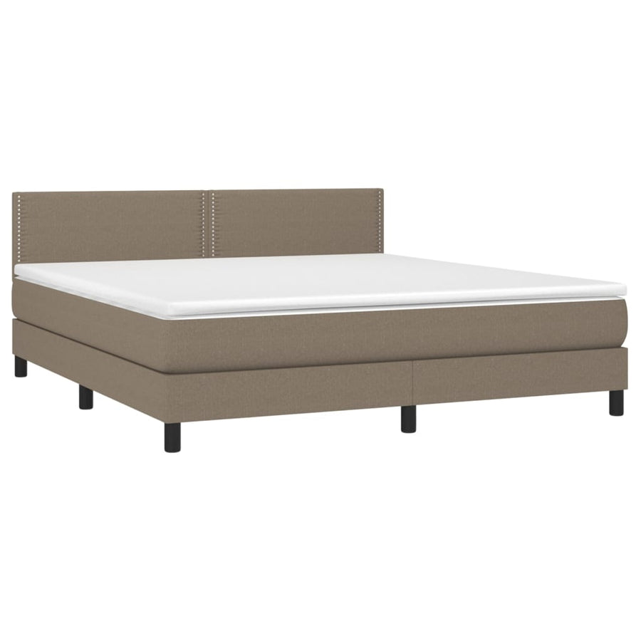 Boxspring Met Matras Stof Taupe 180X200 Cm Taupe 180 x 200 cm Effen met spijkers