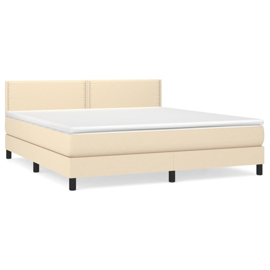 Boxspring Met Matras Stof Kleurig Crème 180 x 200 cm Effen met spijkers