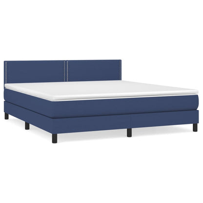 Boxspring Met Matras Stof Blauw 180 x 200 cm Effen met spijkers