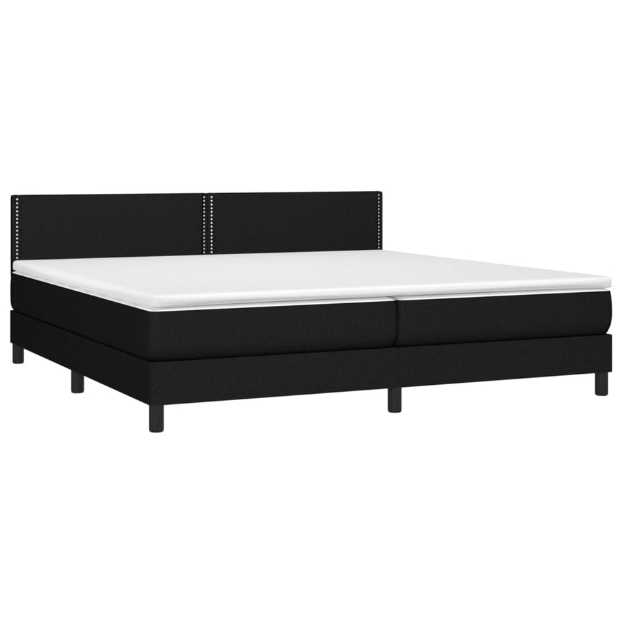 Boxspring Met Matras Stof Zwart 200 x 200 cm Effen met spijkers