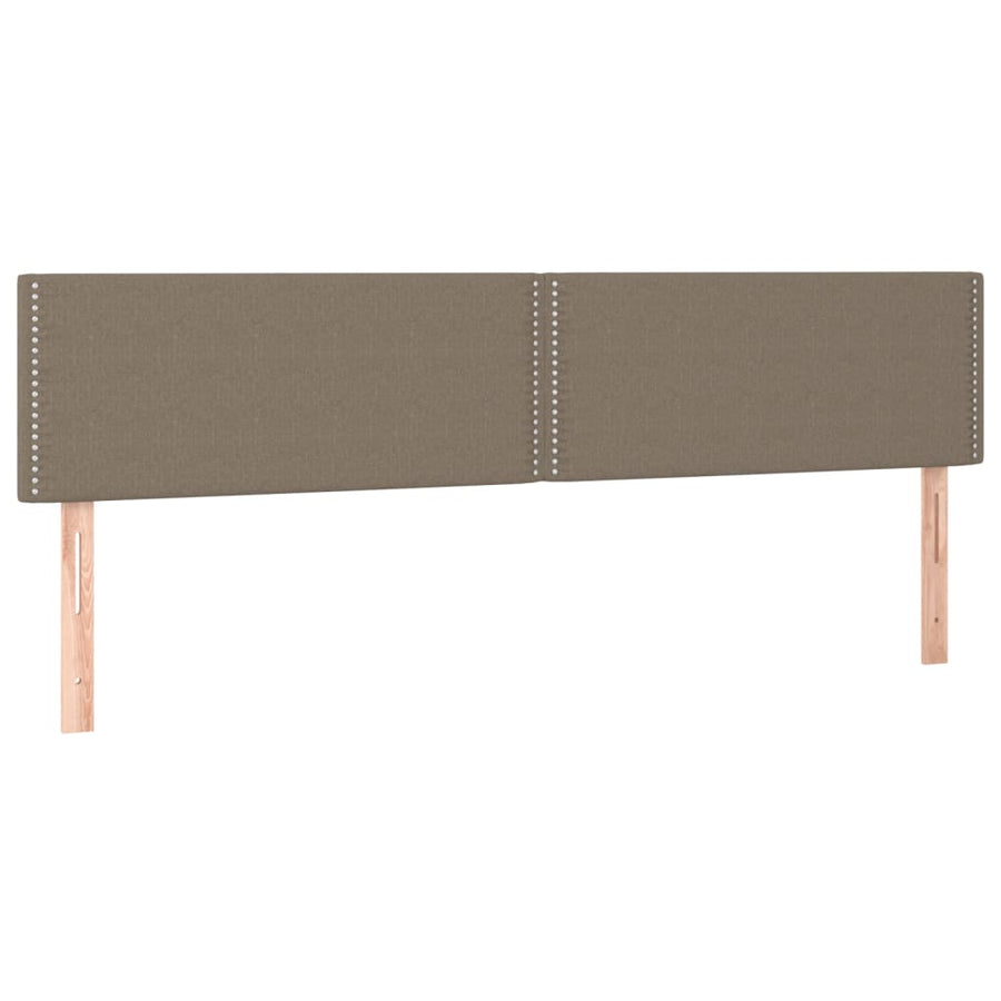 Boxspring met matras stof taupe 200x200 cm 200 x 200 cm Effen met spijkers