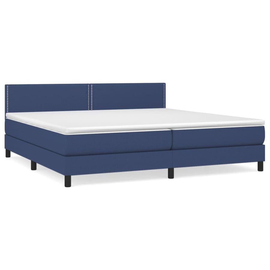 Boxspring Met Matras Stof Blauw 200 x 200 cm Effen met spijkers