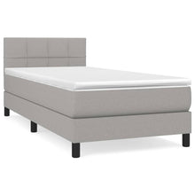 Boxspring Met Matras Stof Lichtgrijs 80 x 200 cm Blok met vierkanten