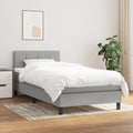 Boxspring met matras stof lichtgrijs 90x200 cm