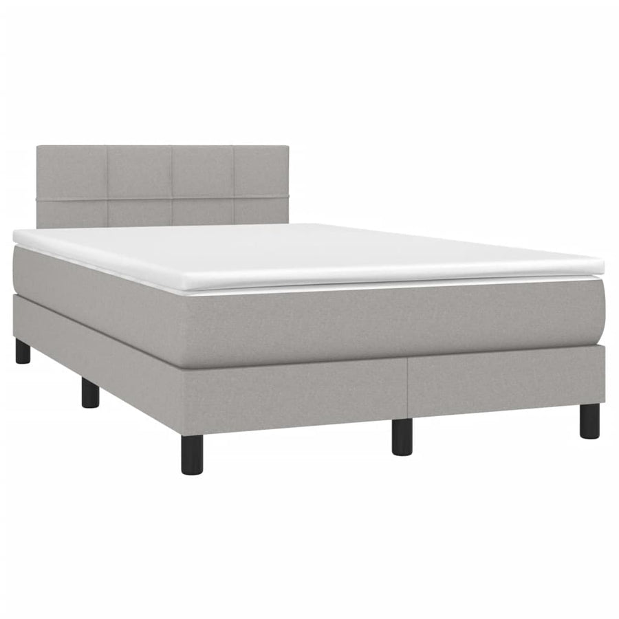 Boxspring Met Matras Stof Lichtgrijs 120 x 200 cm Blok met vierkanten