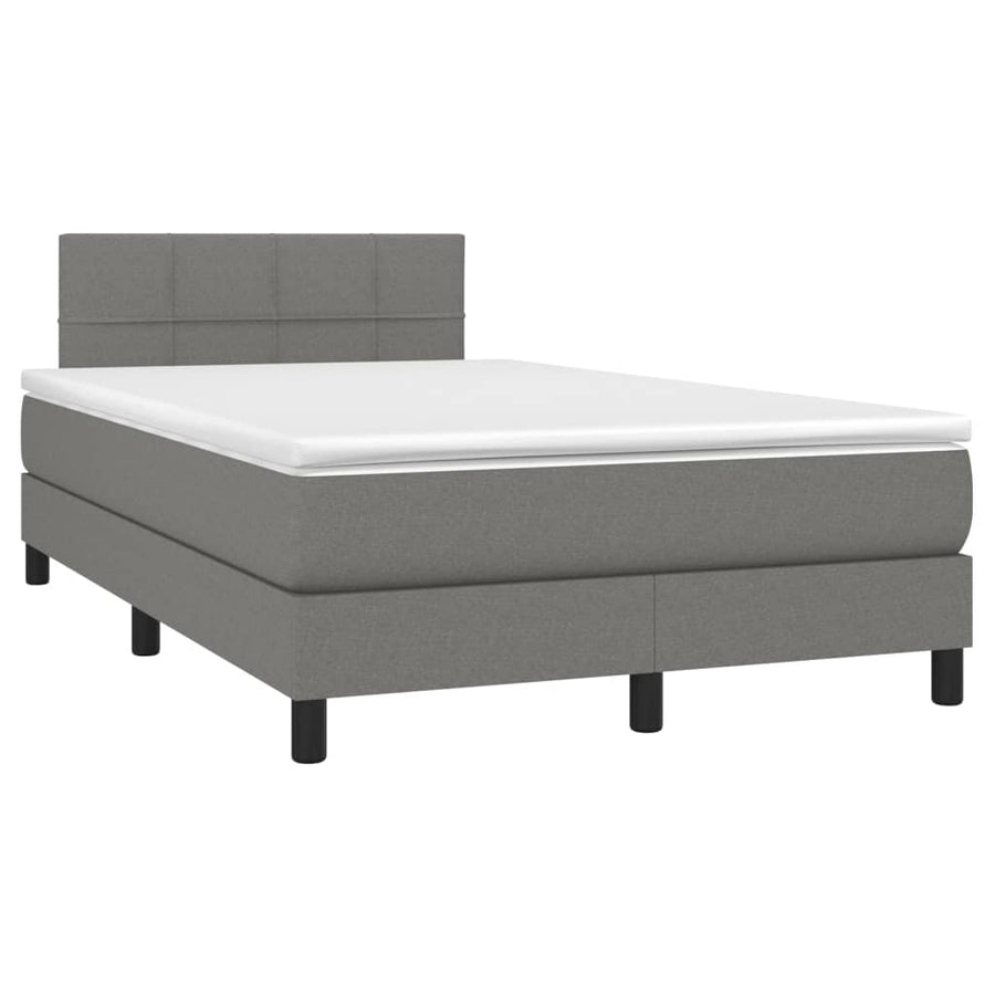 Boxspring Met Matras Stof Donkergrijs 120 x 200 cm Blok met vierkanten