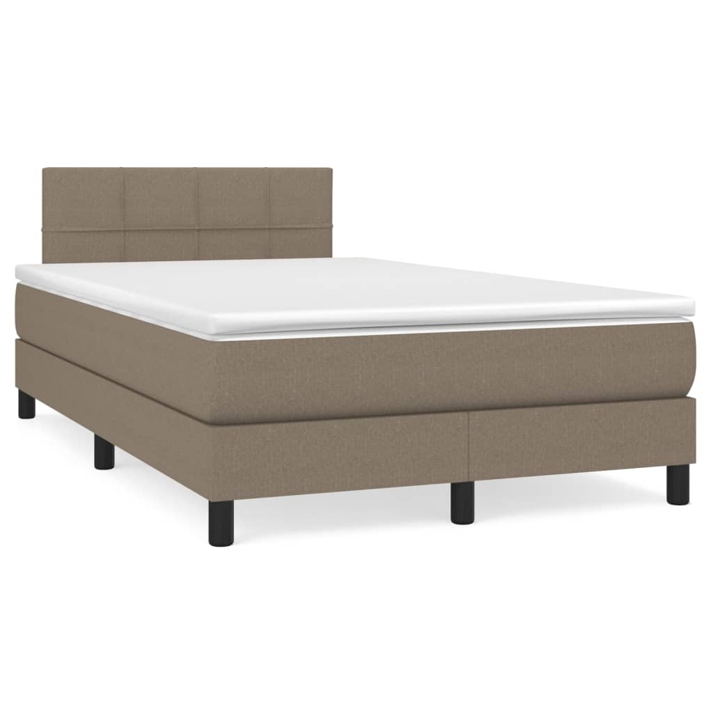 Boxspring Met Matras Stof Taupe 120 x 200 cm Blok met vierkanten