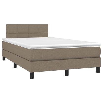 Boxspring Met Matras Stof Taupe 120 x 200 cm Blok met vierkanten